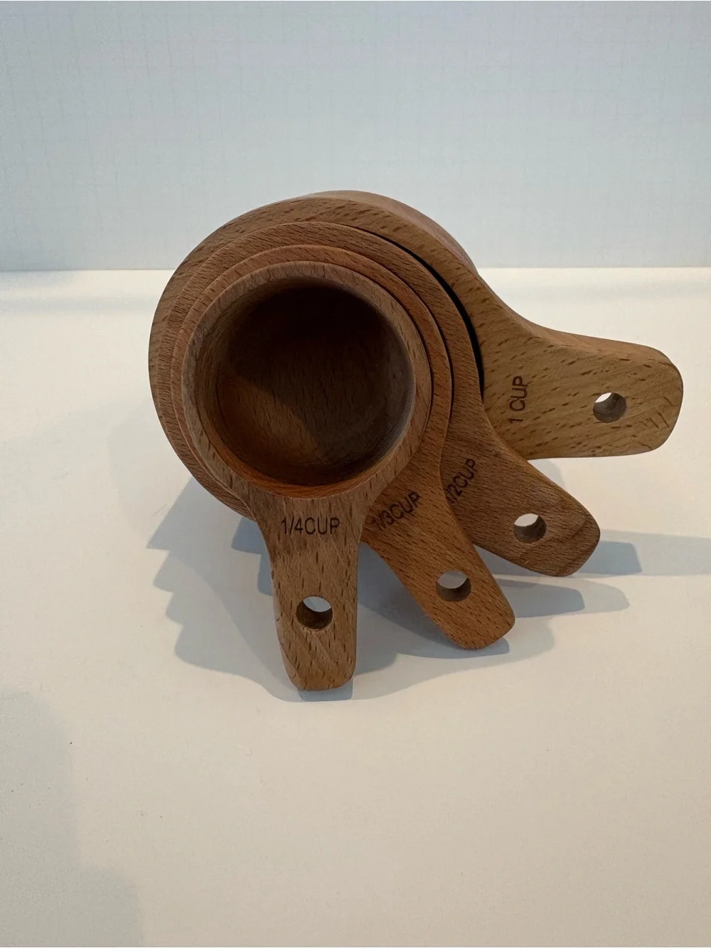 Wood Measuring Cups Set of 4 Nesting Stackable Rustic